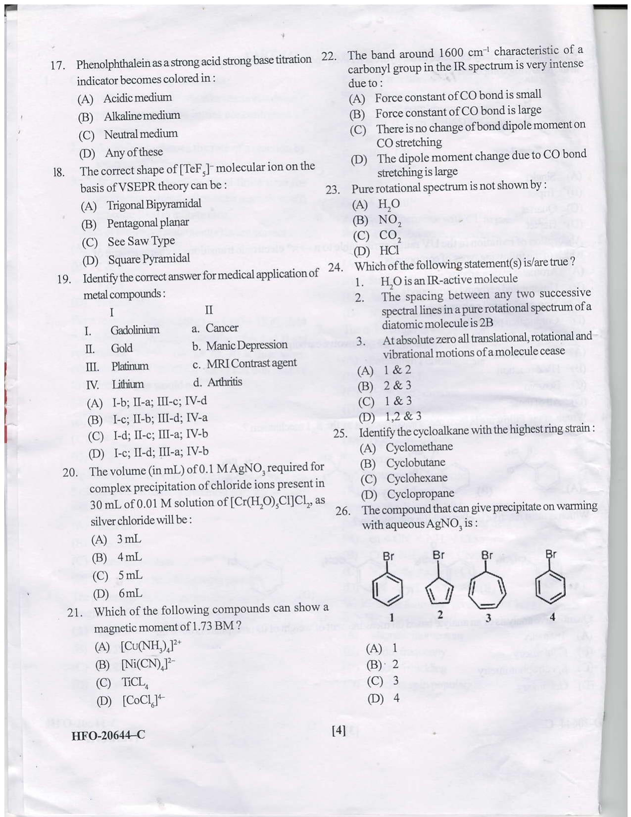 KUET 2023 M.Sc. Nanotechnology Question Paper - Page 52