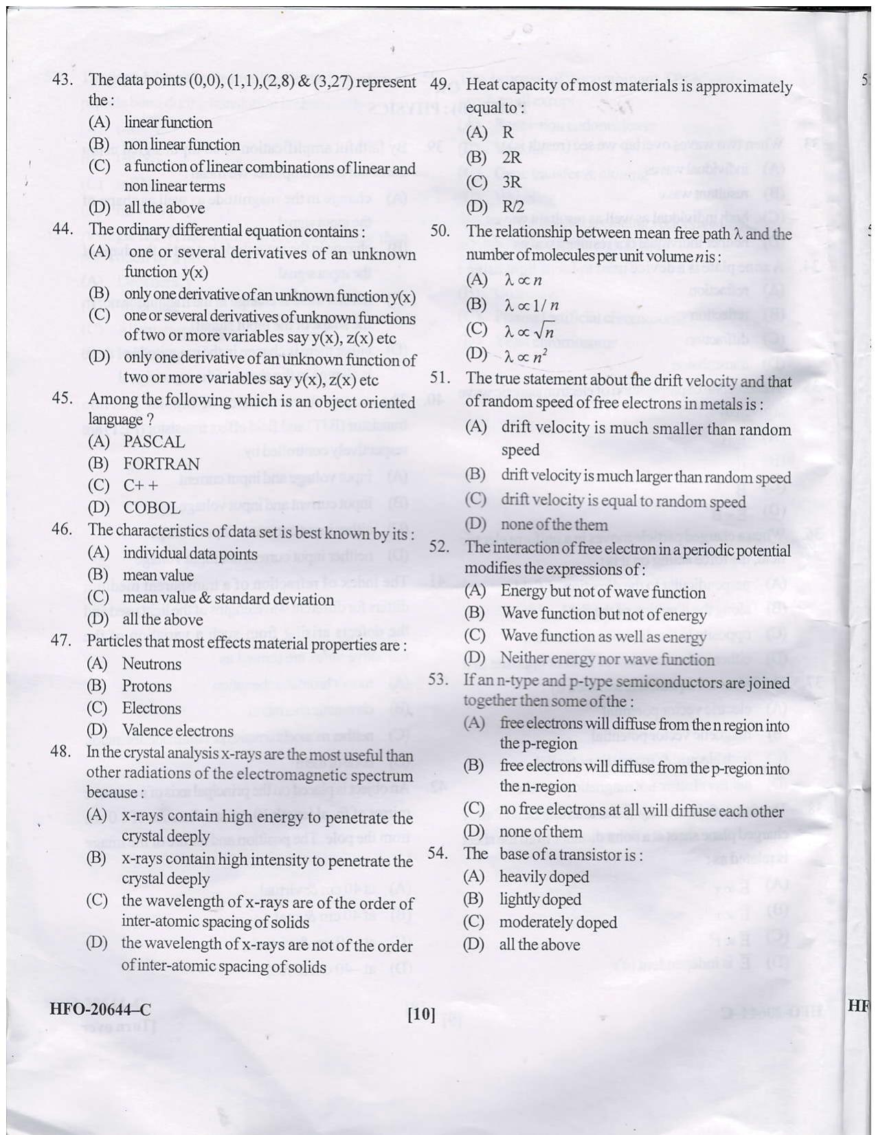 KUET 2023 M.Sc. Nanotechnology Question Paper - Page 58