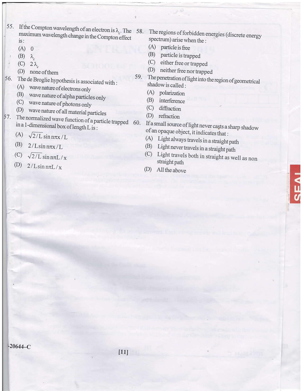 KUET 2023 M.Sc. Nanotechnology Question Paper - Page 59