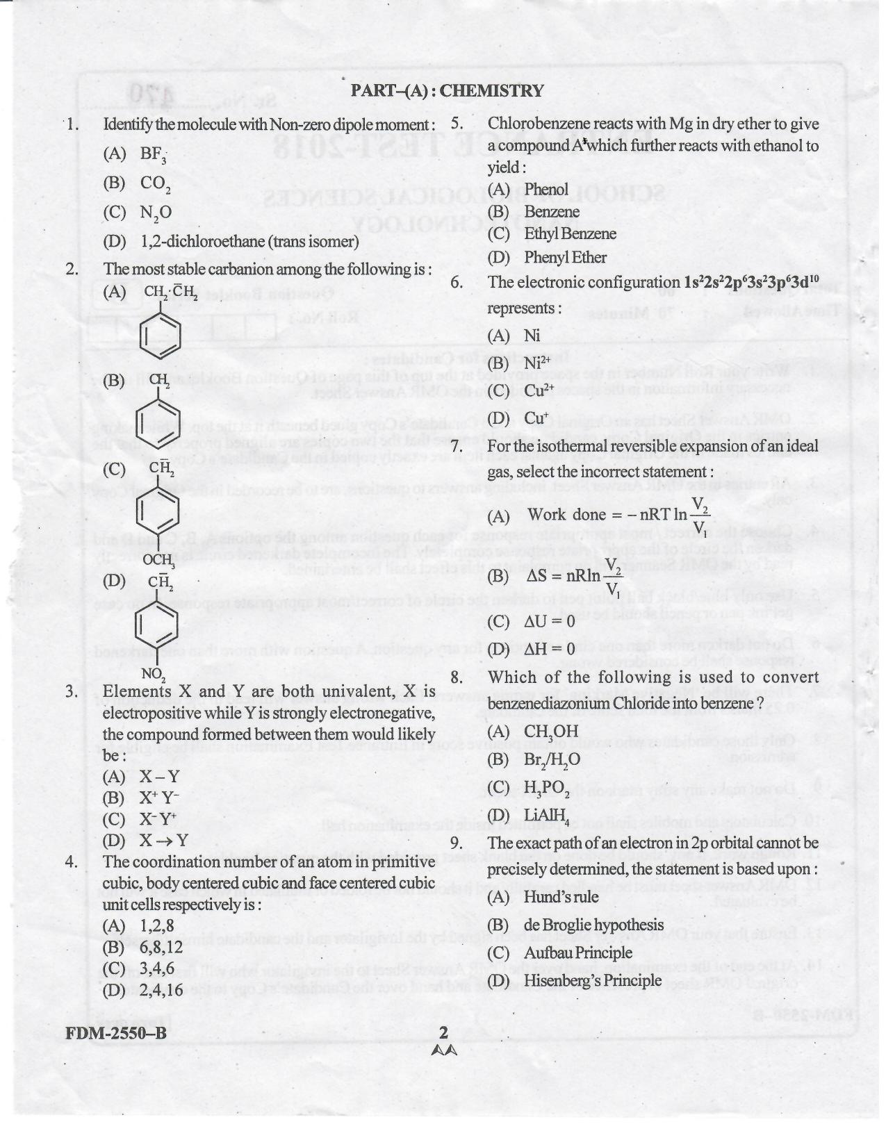 KUET 2023 M.Sc. Nanotechnology Question Paper - Page 60