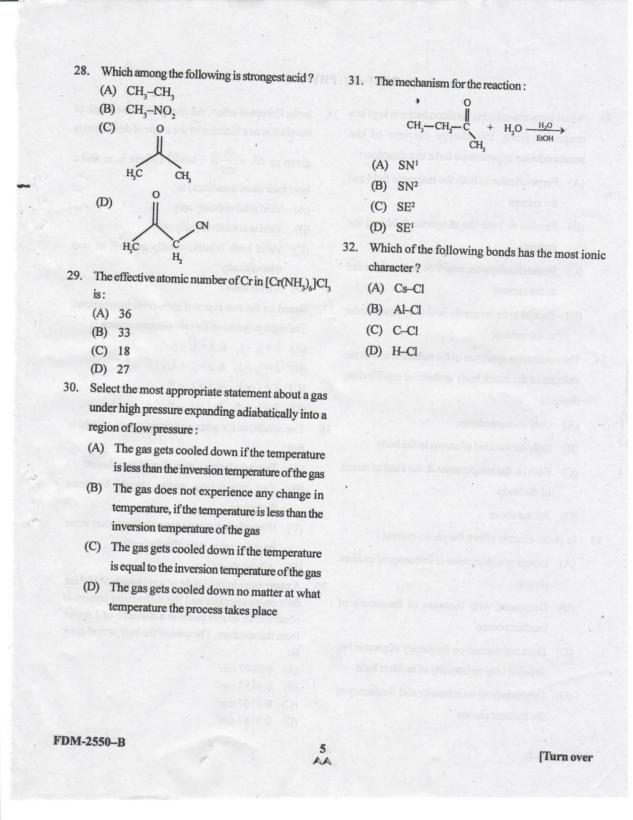 KUET 2023 M.Sc. Nanotechnology Question Paper - Page 63