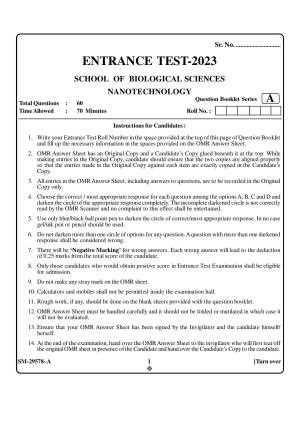 KUET 2023 M.Sc. Nanotechnology Question Paper
