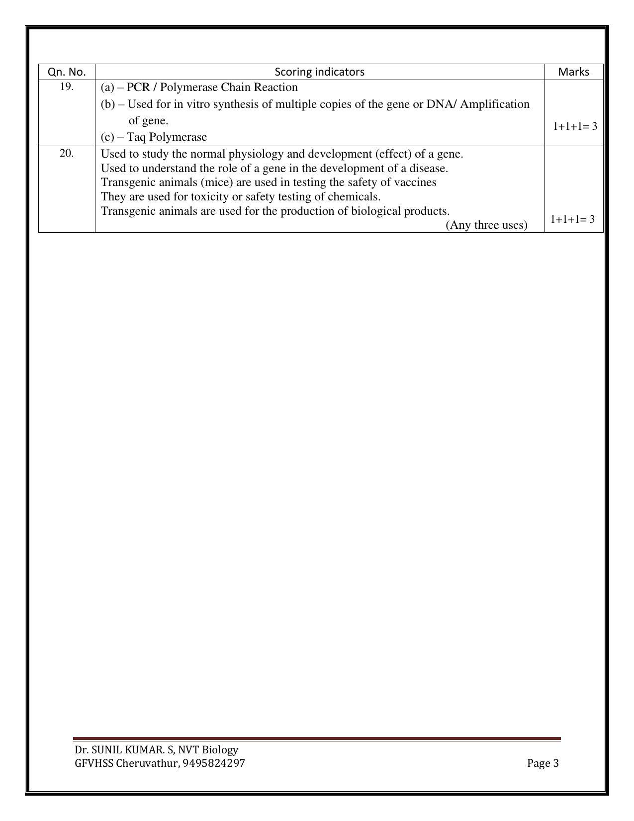 Kerala Plus Two 2023 Biology Model Answer Key - Page 3