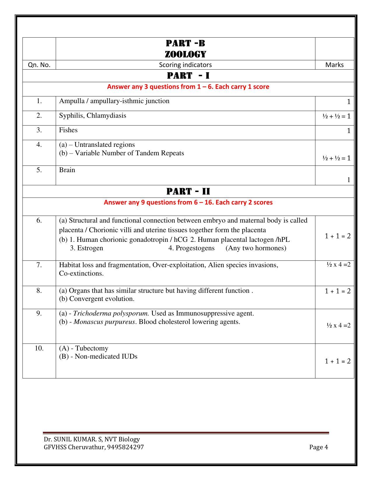 Kerala Plus Two 2023 Biology Model Answer Key - Page 4