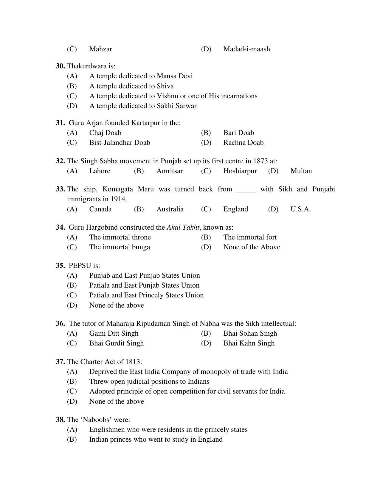 PU MPET Ancient Indian History 2018 Question Papers - Page 26