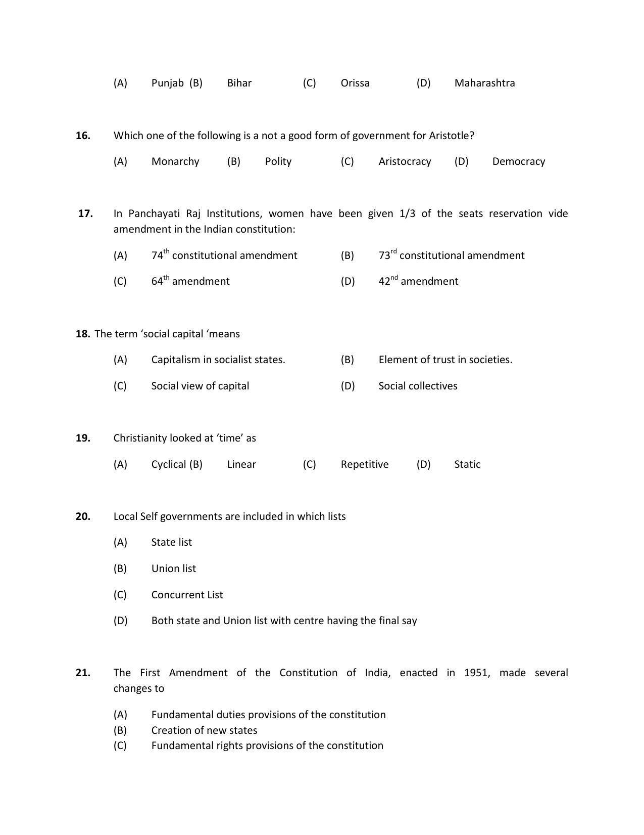 PU MPET Ancient Indian History 2018 Question Papers - Page 36