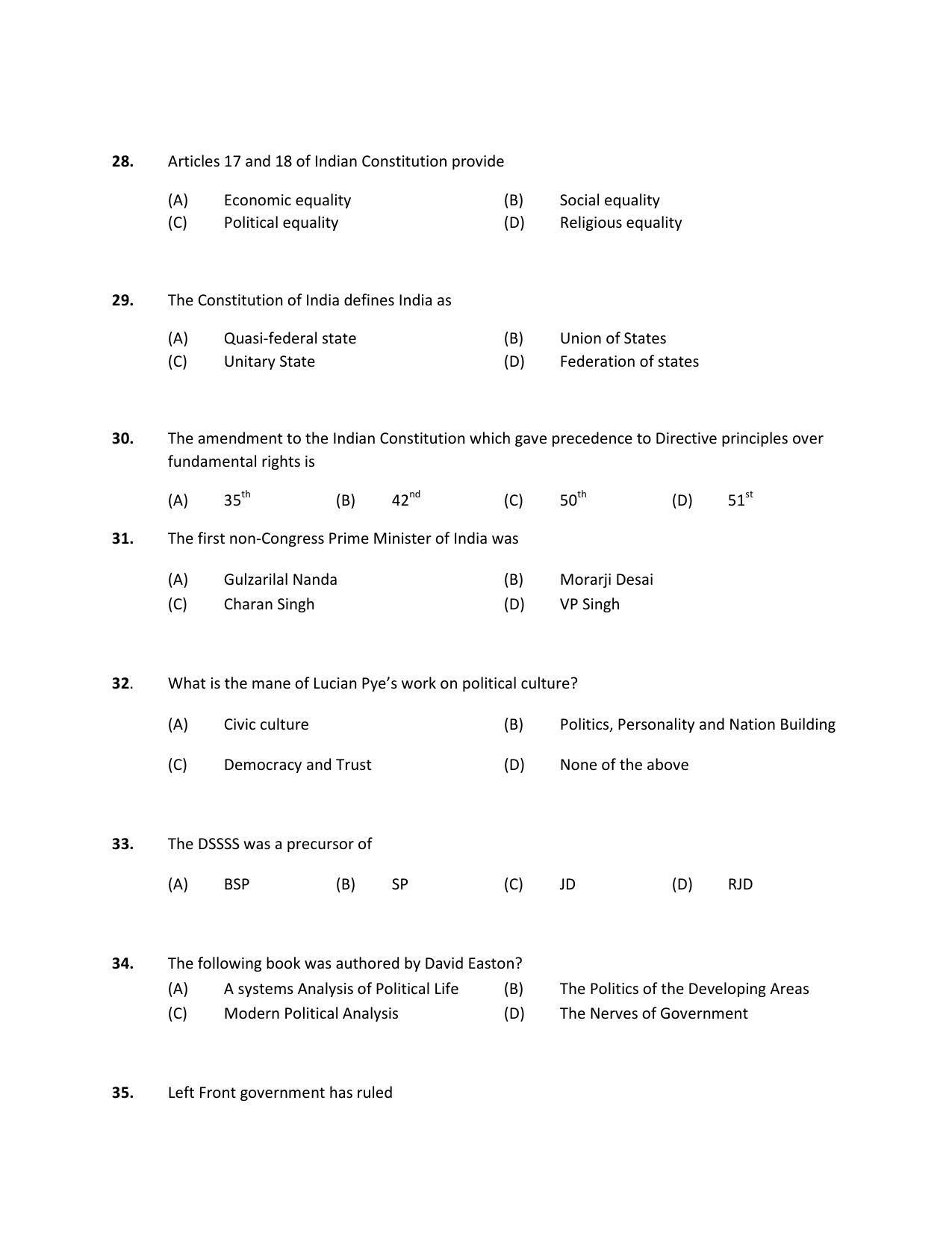 PU MPET Ancient Indian History 2018 Question Papers - Page 38