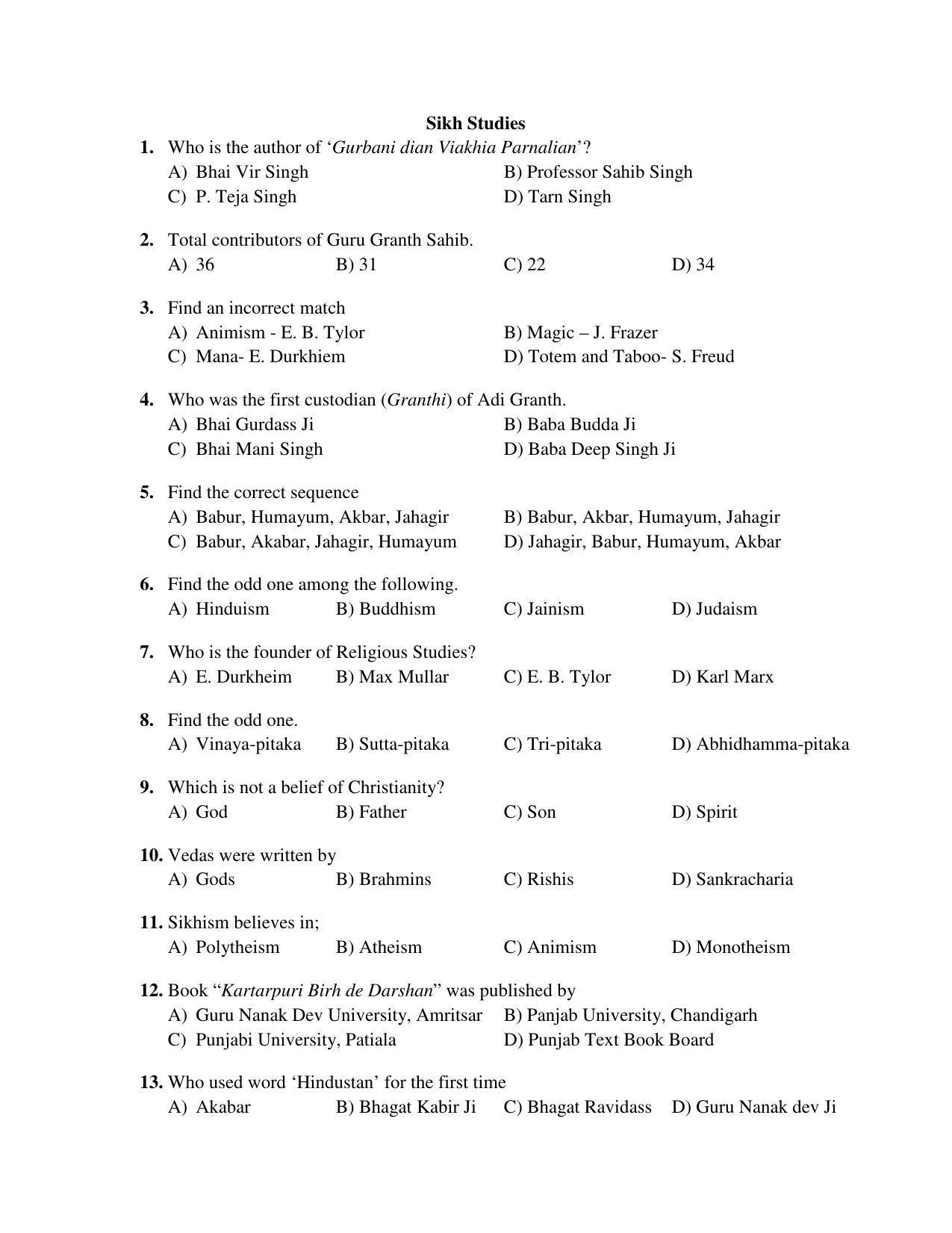 PU MPET Ancient Indian History 2018 Question Papers - Page 62