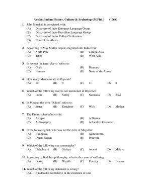 PU MPET Ancient Indian History 2018 Question Papers