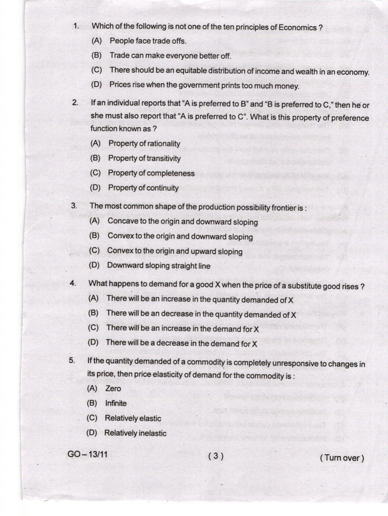 Odisha CPET 2024 ECONOMICS Question Paper - Page 3