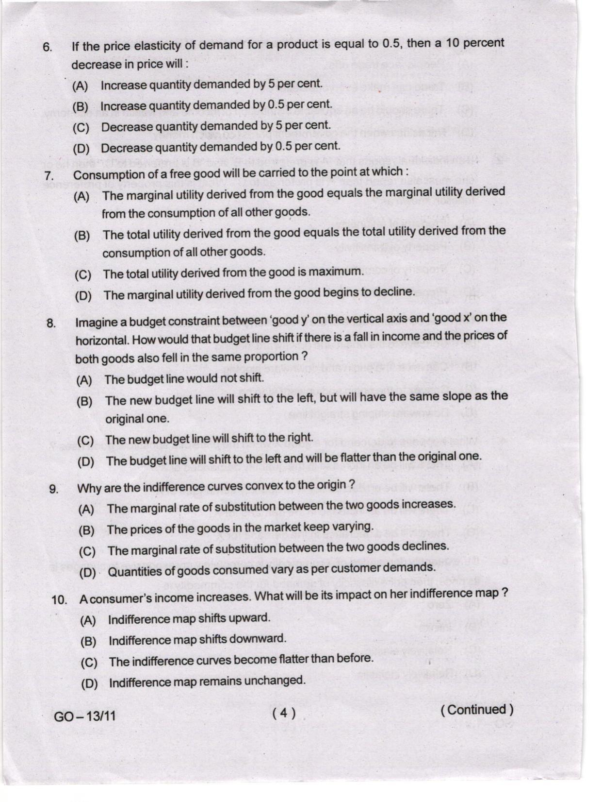 Odisha CPET 2024 ECONOMICS Question Paper - Page 4
