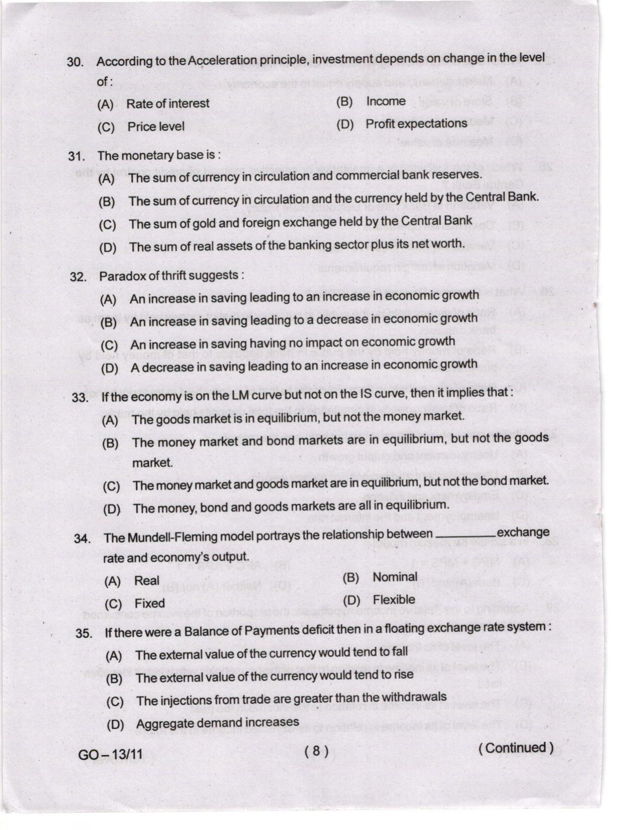 Odisha CPET 2024 ECONOMICS Question Paper - Page 8