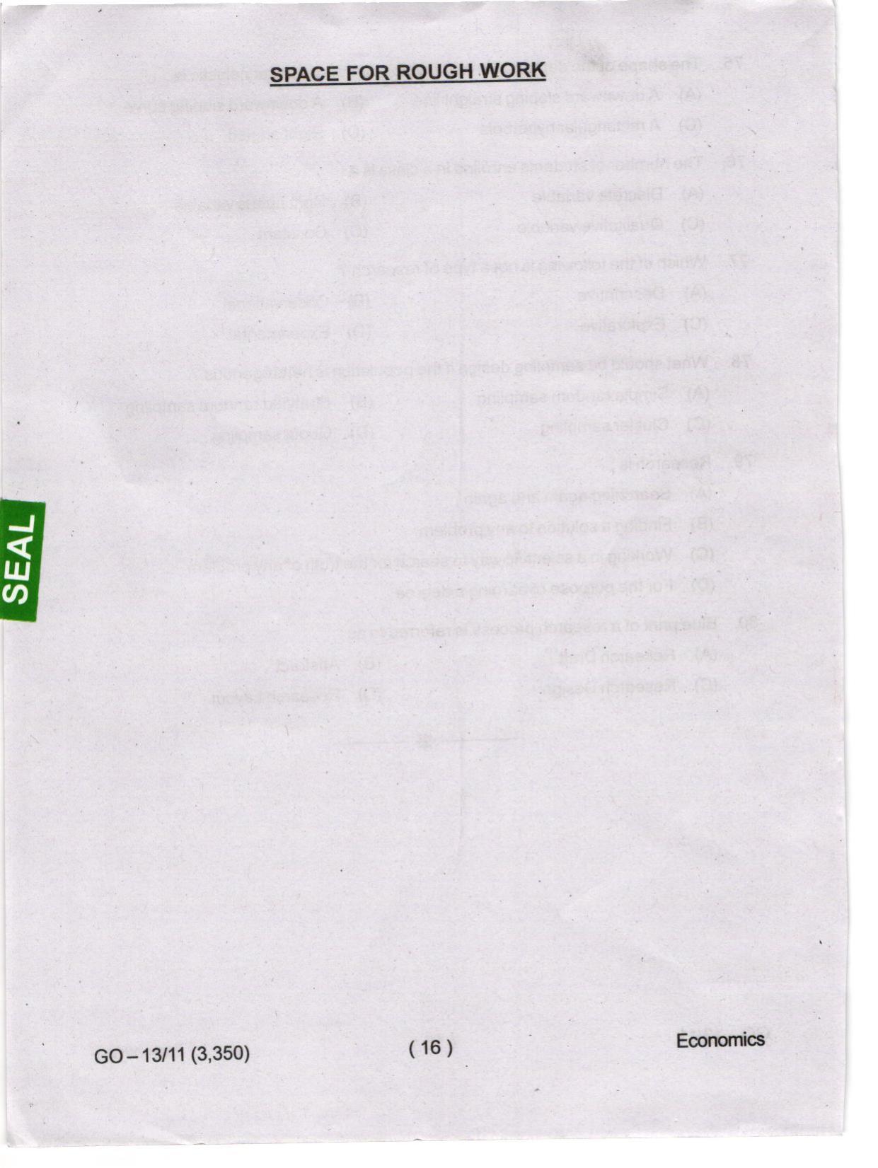 Odisha CPET 2024 ECONOMICS Question Paper - Page 16