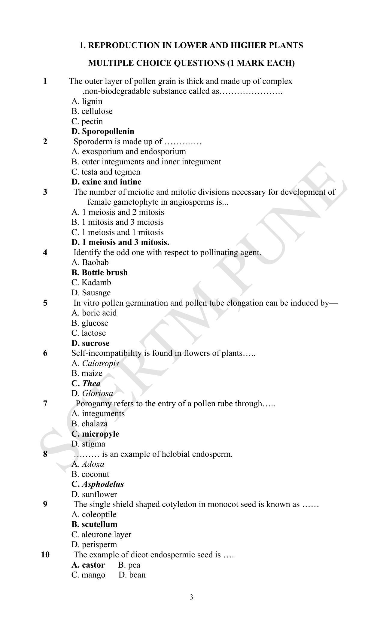Maharashtra Board Class 12 Biology (Medium ENGLISH) 2023 Question Bank - Page 3