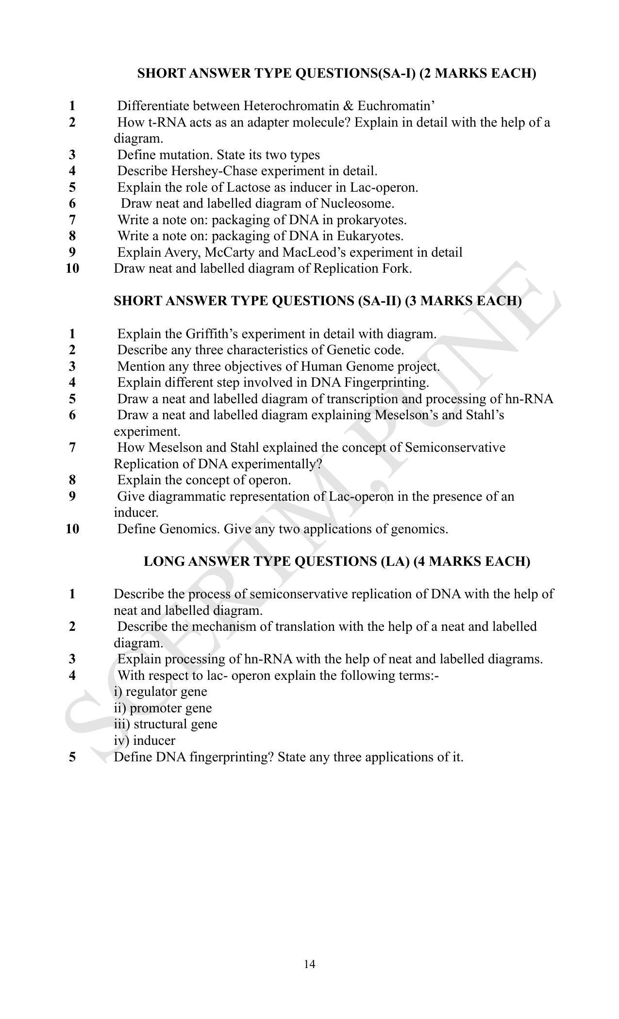 Maharashtra Board Class 12 Biology (Medium ENGLISH) 2023 Question Bank - Page 14