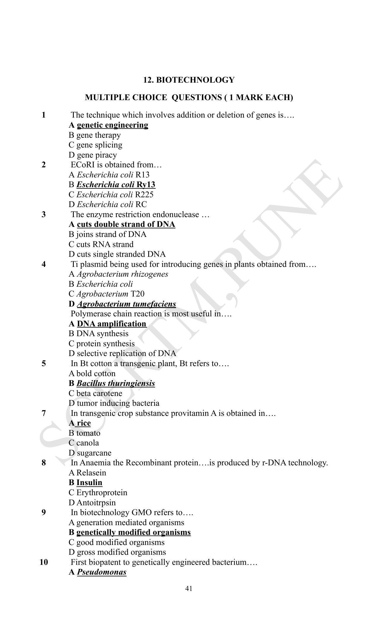 Maharashtra Board Class 12 Biology (Medium ENGLISH) 2023 Question Bank - Page 41