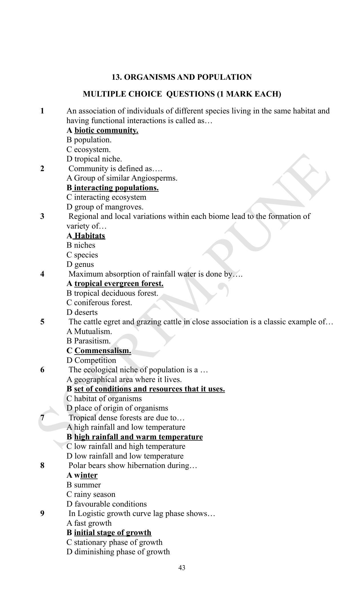 Maharashtra Board Class 12 Biology (Medium ENGLISH) 2023 Question Bank - Page 43