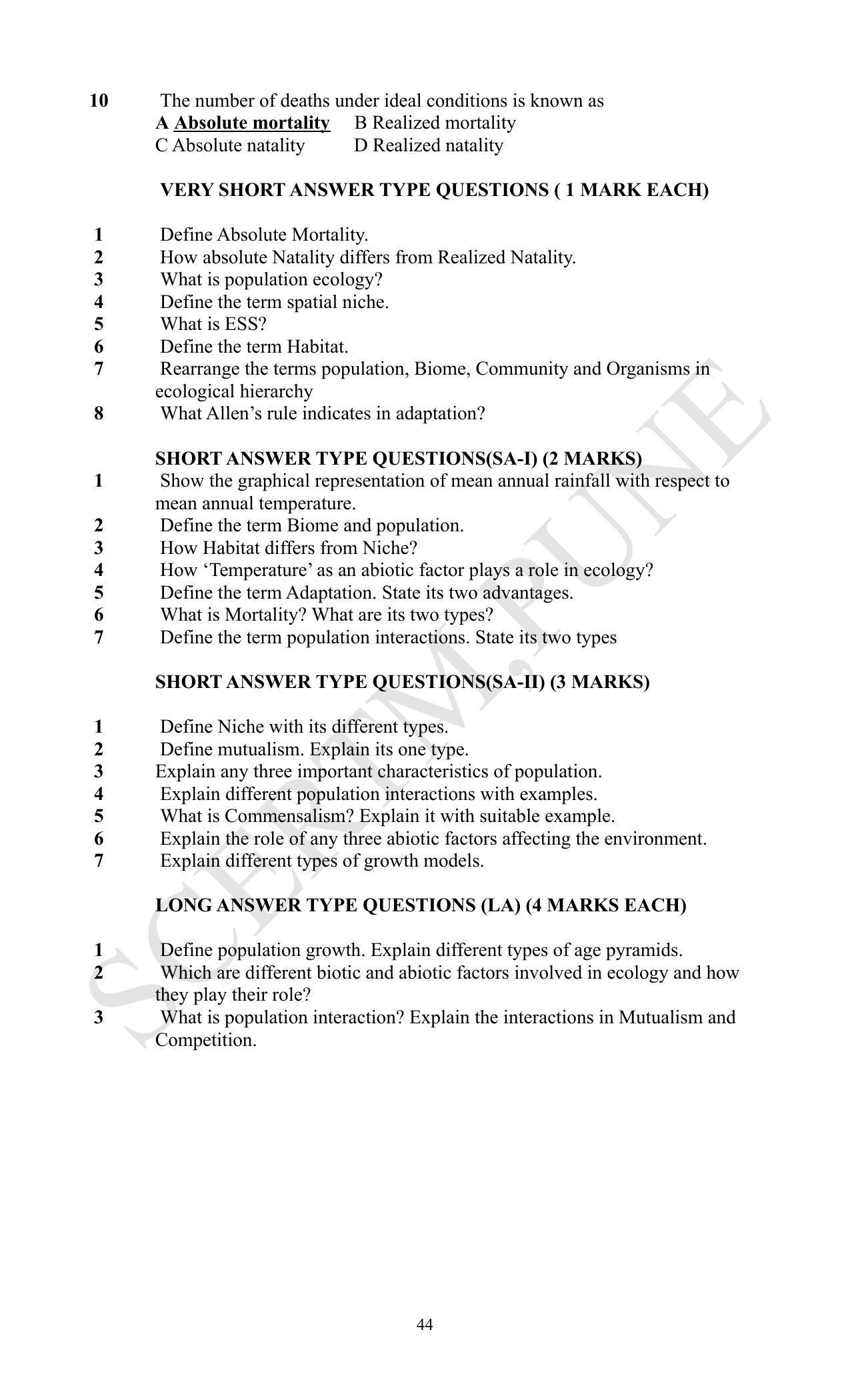 Maharashtra Board Class 12 Biology (Medium ENGLISH) 2023 Question Bank - Page 44
