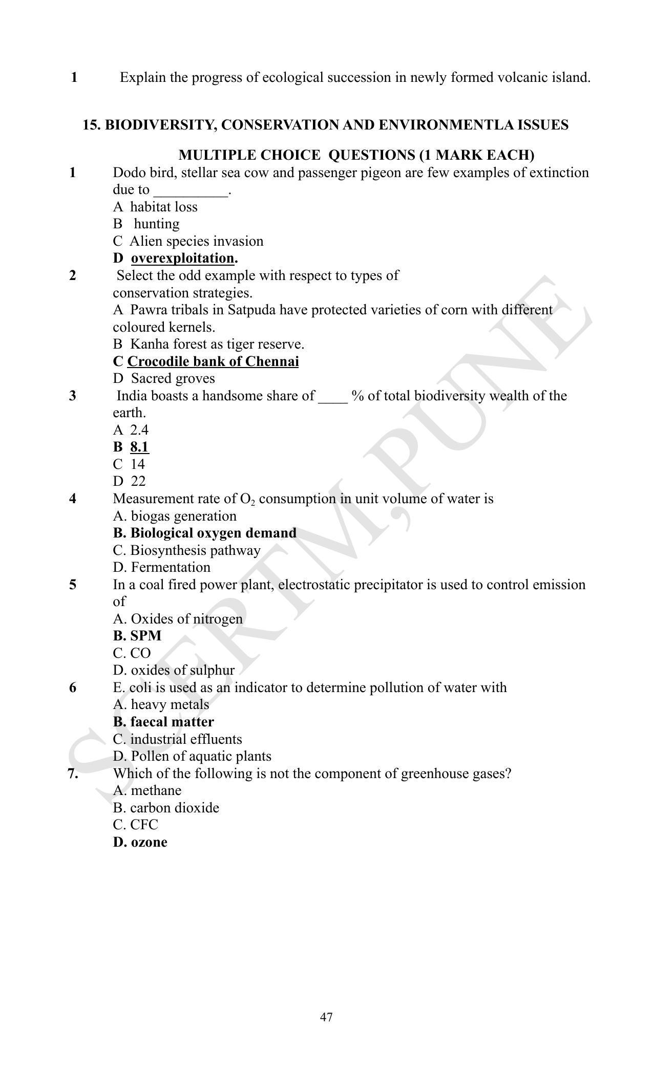 Maharashtra Board Class 12 Biology (Medium ENGLISH) 2023 Question Bank - Page 47