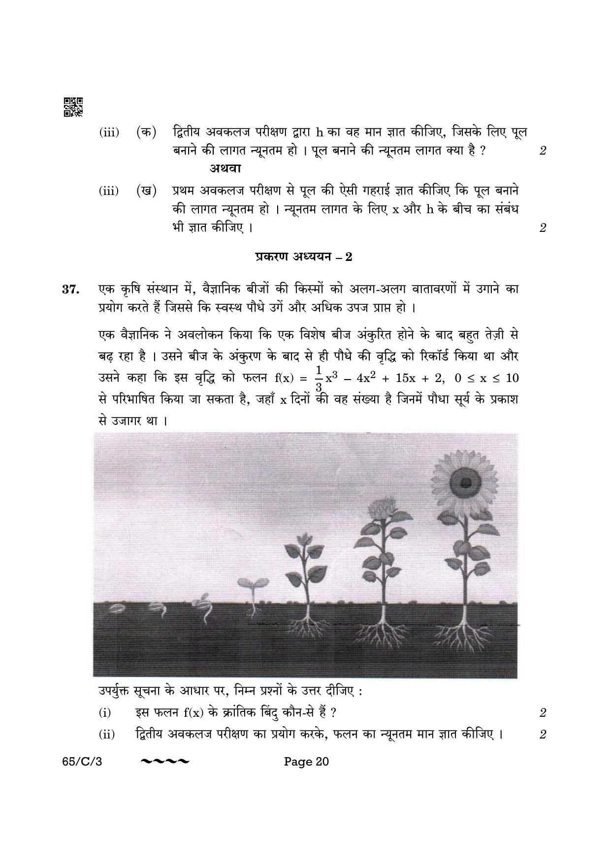 CBSE Class 12 65-3- Mathematics 2023 (Compartment) Question Paper - Page 20