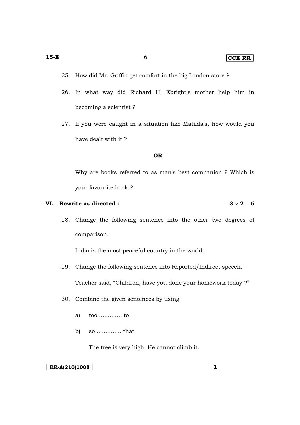 Karnataka SSLC First Language English-15E (NCERT) Supplementary Exam Question Paper 2023 (A Version) - Page 6