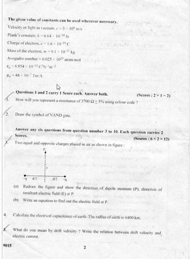 Kerala Plus Two 2018 Physics Question paper - Page 2