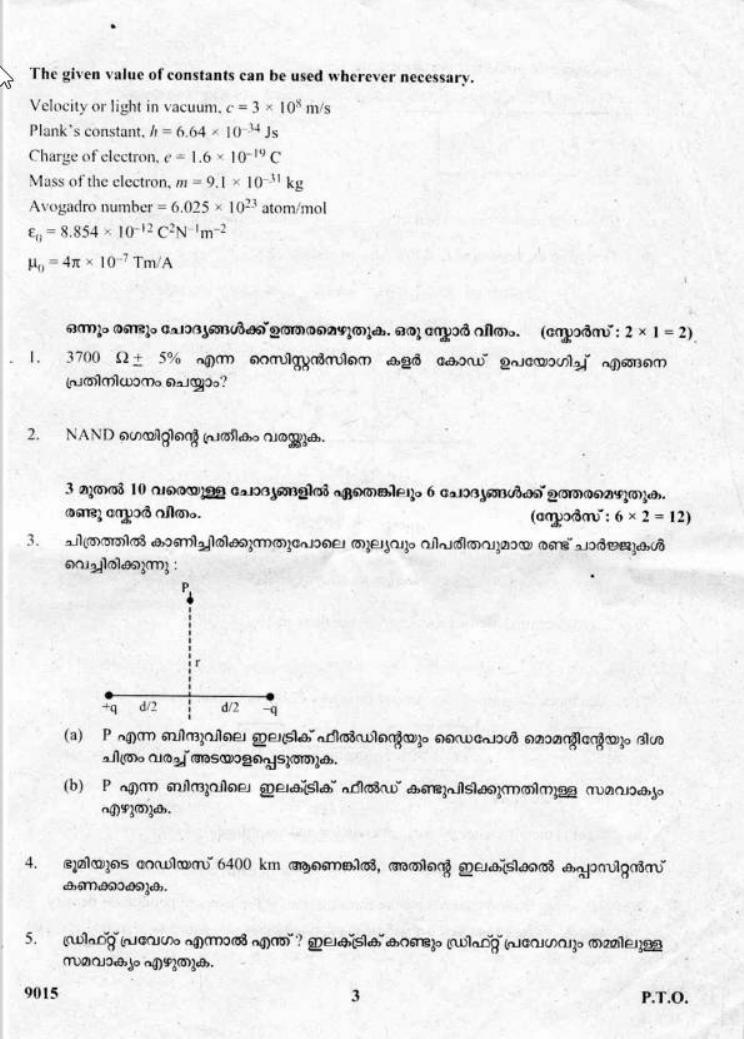 Kerala Plus Two 2018 Physics Question paper - Page 3