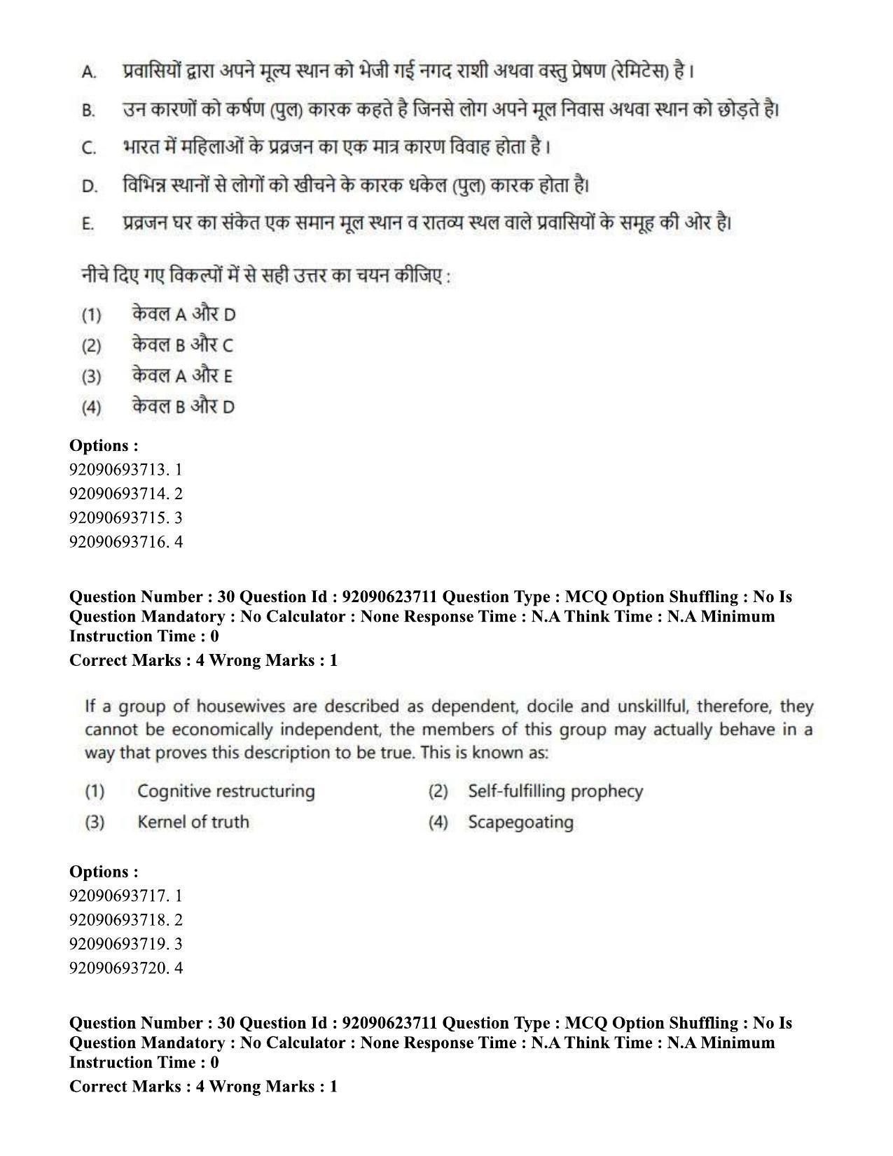 CUET PG 2023: HUQP21 – Social Work Hin - Shift 2 (24-06-2023) Question Paper - Page 30