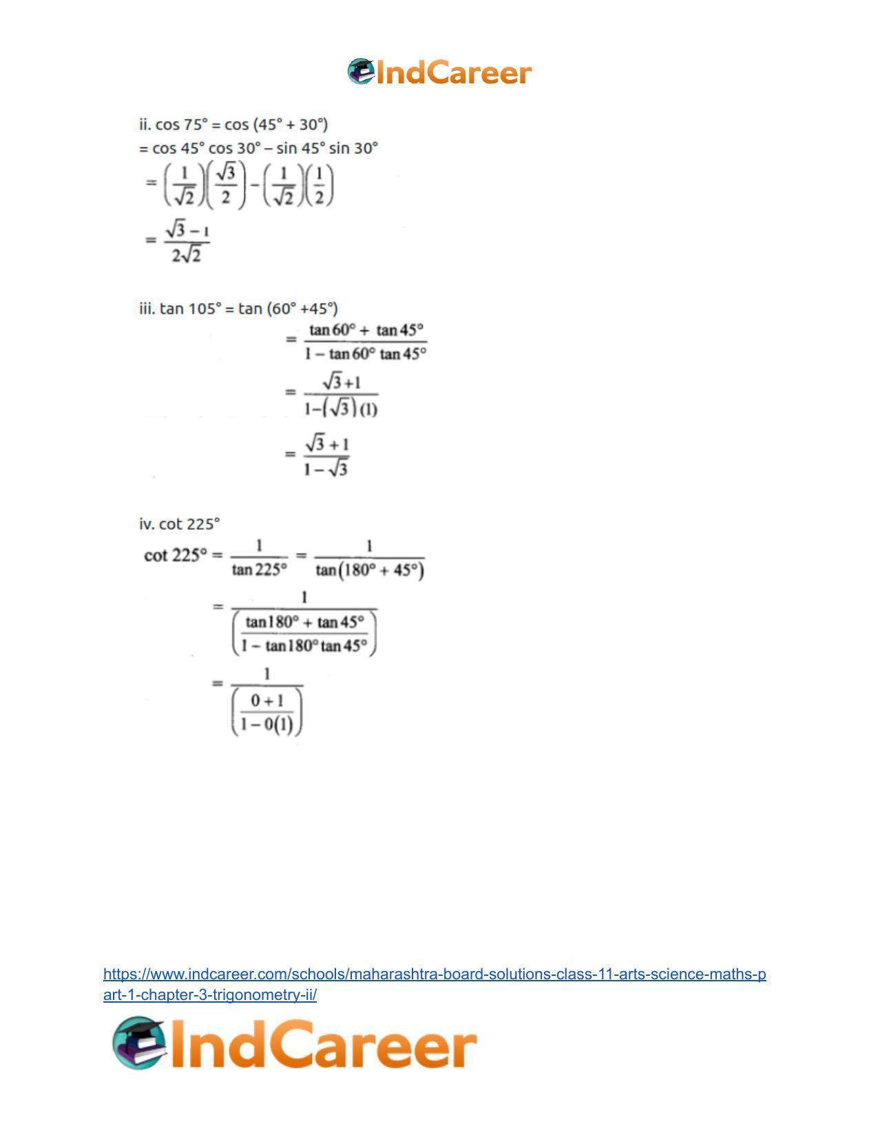 Maharashtra Board Solutions Class 11-Arts & Science Maths (Part 1): Chapter 3- Trigonometry – II - Page 4