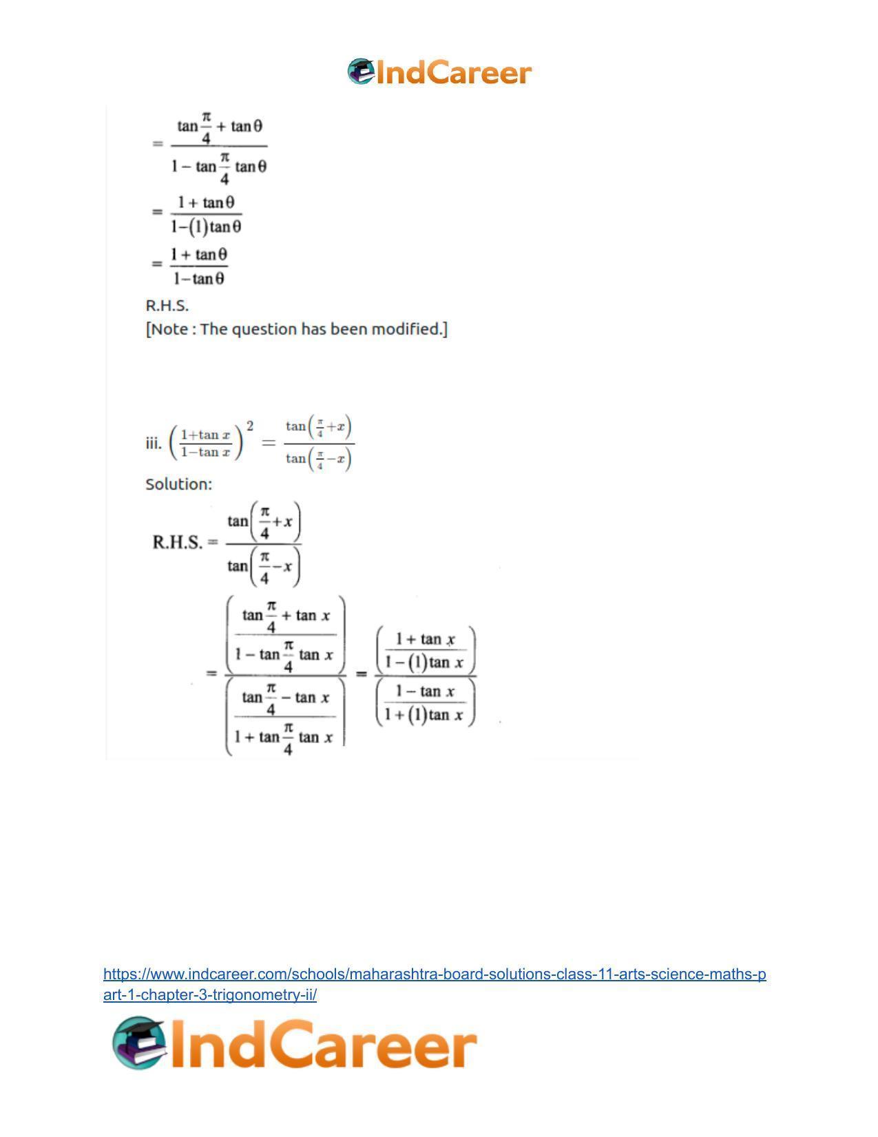 Maharashtra Board Solutions Class 11-Arts & Science Maths (Part 1): Chapter 3- Trigonometry – II - Page 6