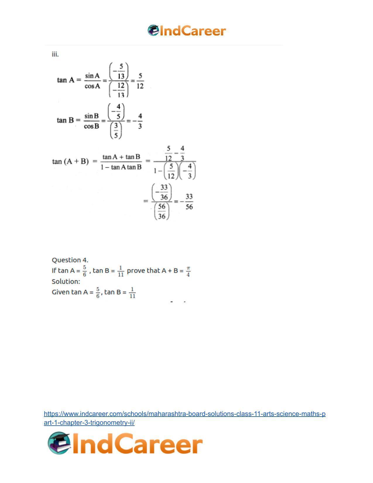 Maharashtra Board Solutions Class 11-Arts & Science Maths (Part 1): Chapter 3- Trigonometry – II - Page 14