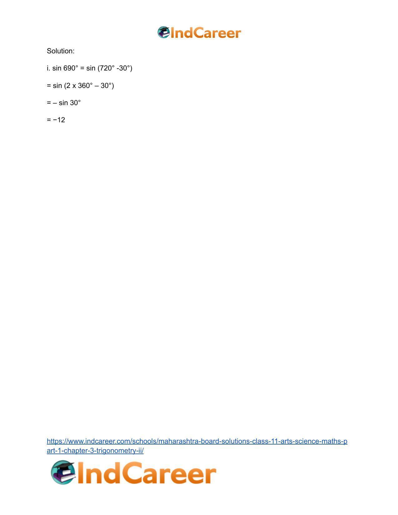 Maharashtra Board Solutions Class 11-Arts & Science Maths (Part 1): Chapter 3- Trigonometry – II - Page 16
