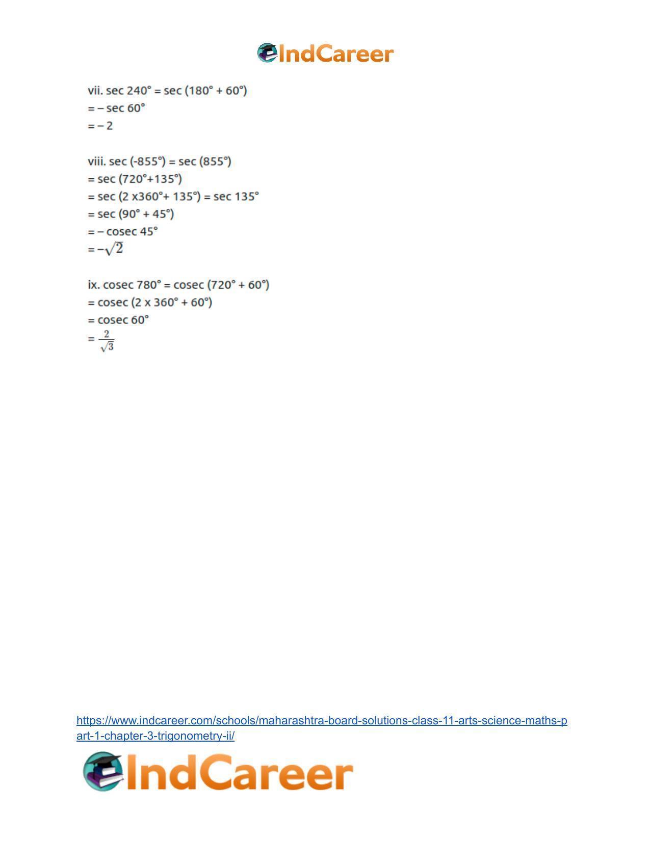 Maharashtra Board Solutions Class 11-Arts & Science Maths (Part 1): Chapter 3- Trigonometry – II - Page 18