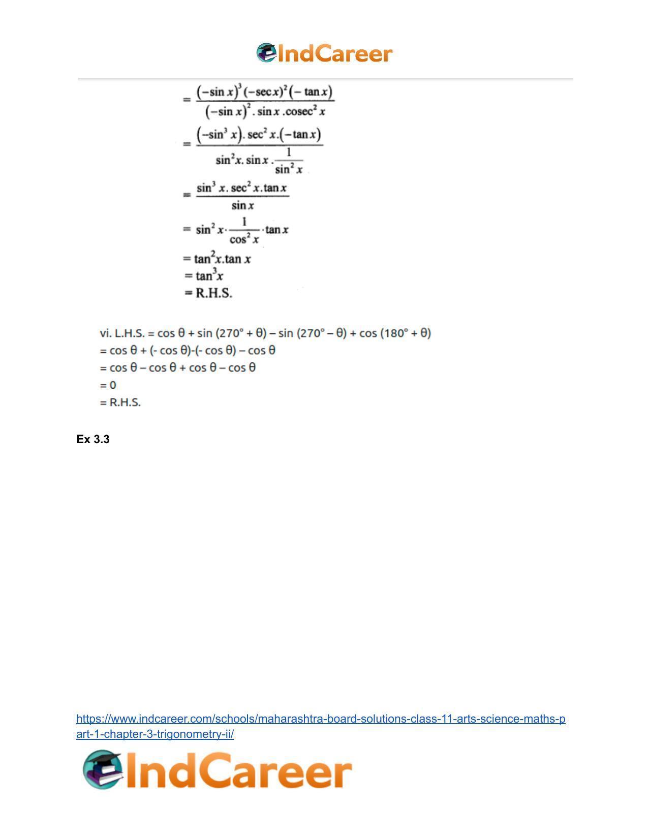 Maharashtra Board Solutions Class 11-Arts & Science Maths (Part 1): Chapter 3- Trigonometry – II - Page 23