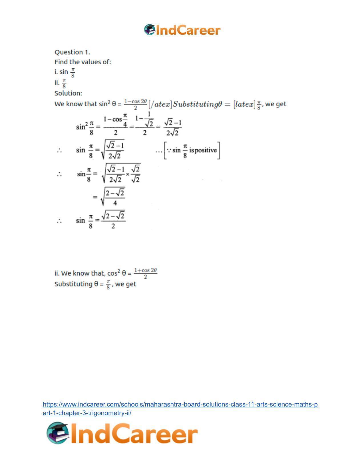 Maharashtra Board Solutions Class 11-Arts & Science Maths (Part 1): Chapter 3- Trigonometry – II - Page 24