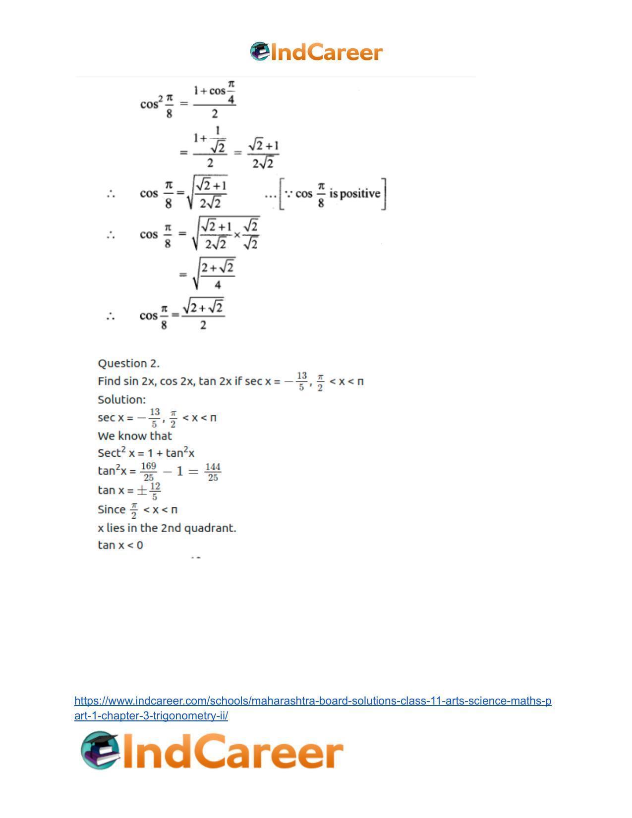 Maharashtra Board Solutions Class 11-Arts & Science Maths (Part 1): Chapter 3- Trigonometry – II - Page 25