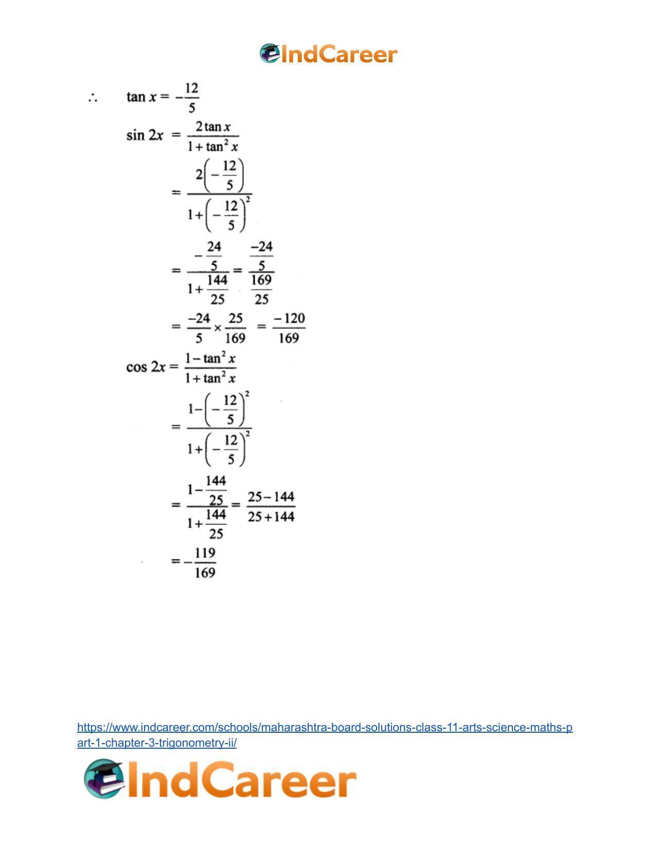 Maharashtra Board Solutions Class 11-Arts & Science Maths (Part 1): Chapter 3- Trigonometry – II - Page 26
