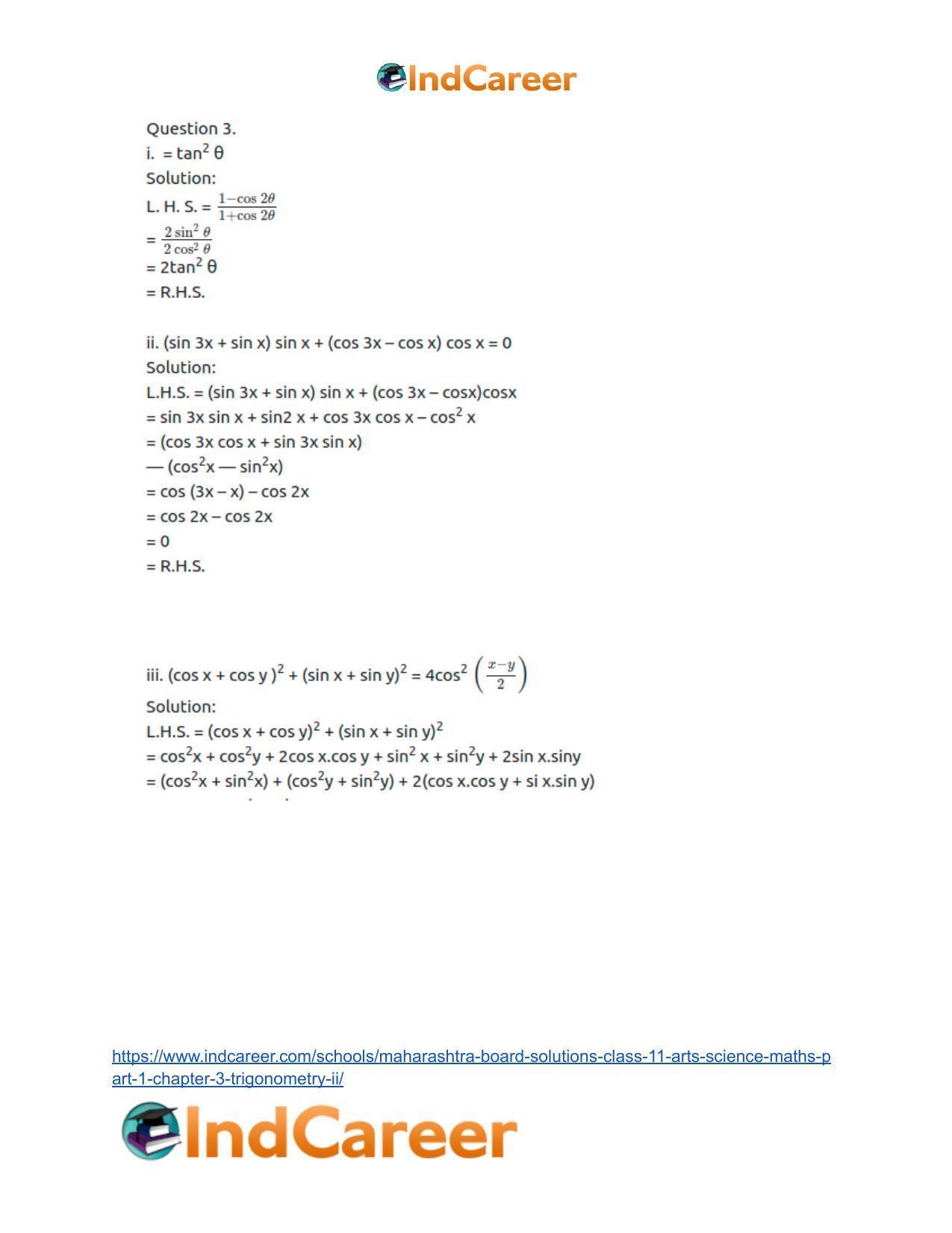 Maharashtra Board Solutions Class 11-Arts & Science Maths (Part 1): Chapter 3- Trigonometry – II - Page 28