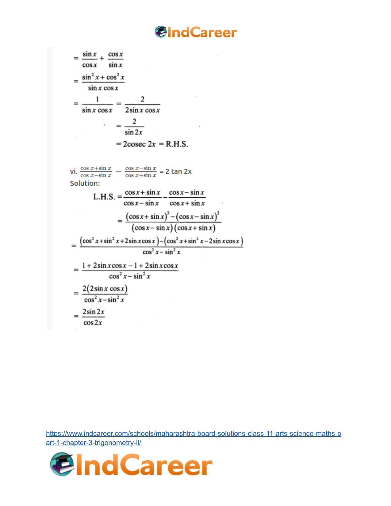 Maharashtra Board Solutions Class 11-Arts & Science Maths (Part 1): Chapter 3- Trigonometry – II - Page 30