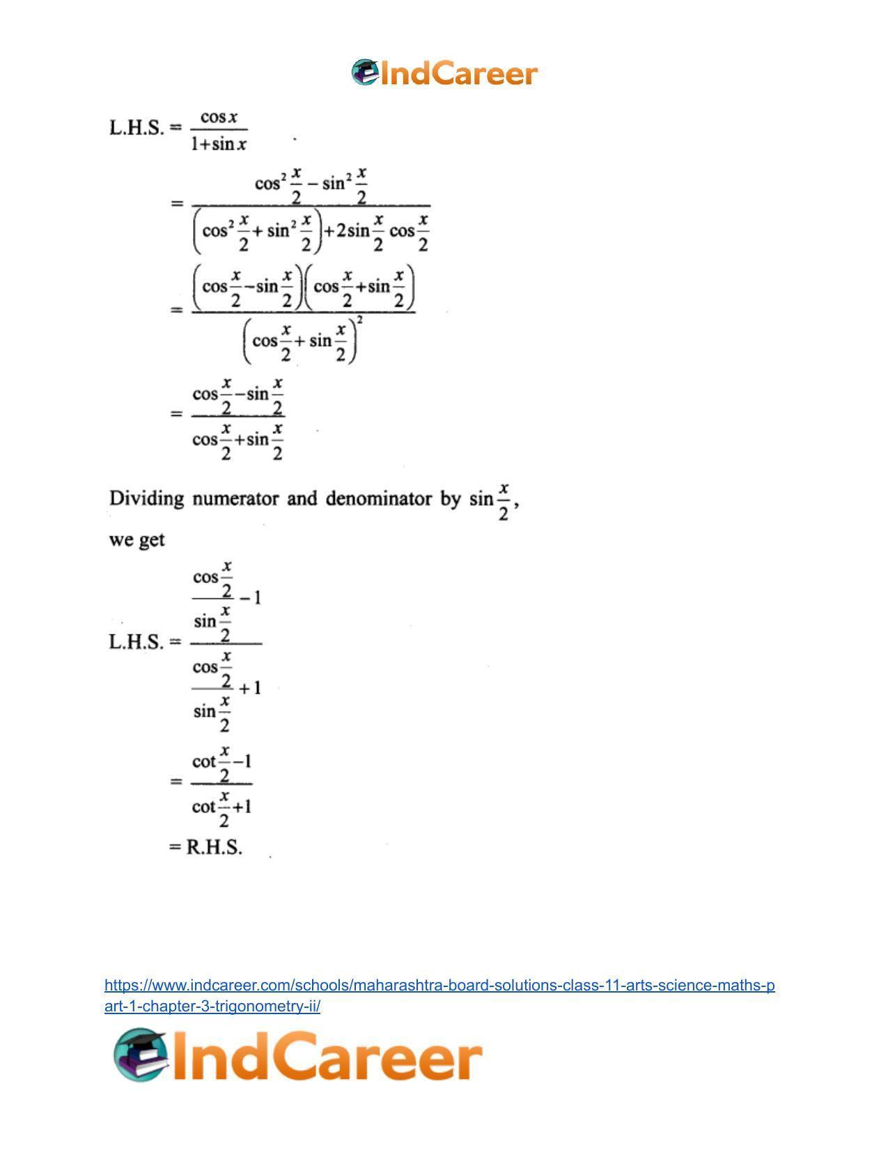 Maharashtra Board Solutions Class 11-Arts & Science Maths (Part 1): Chapter 3- Trigonometry – II - Page 33