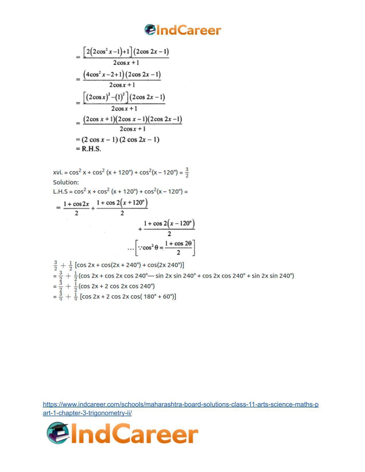 Maharashtra Board Solutions Class 11-Arts & Science Maths (Part 1): Chapter 3- Trigonometry – II - Page 38