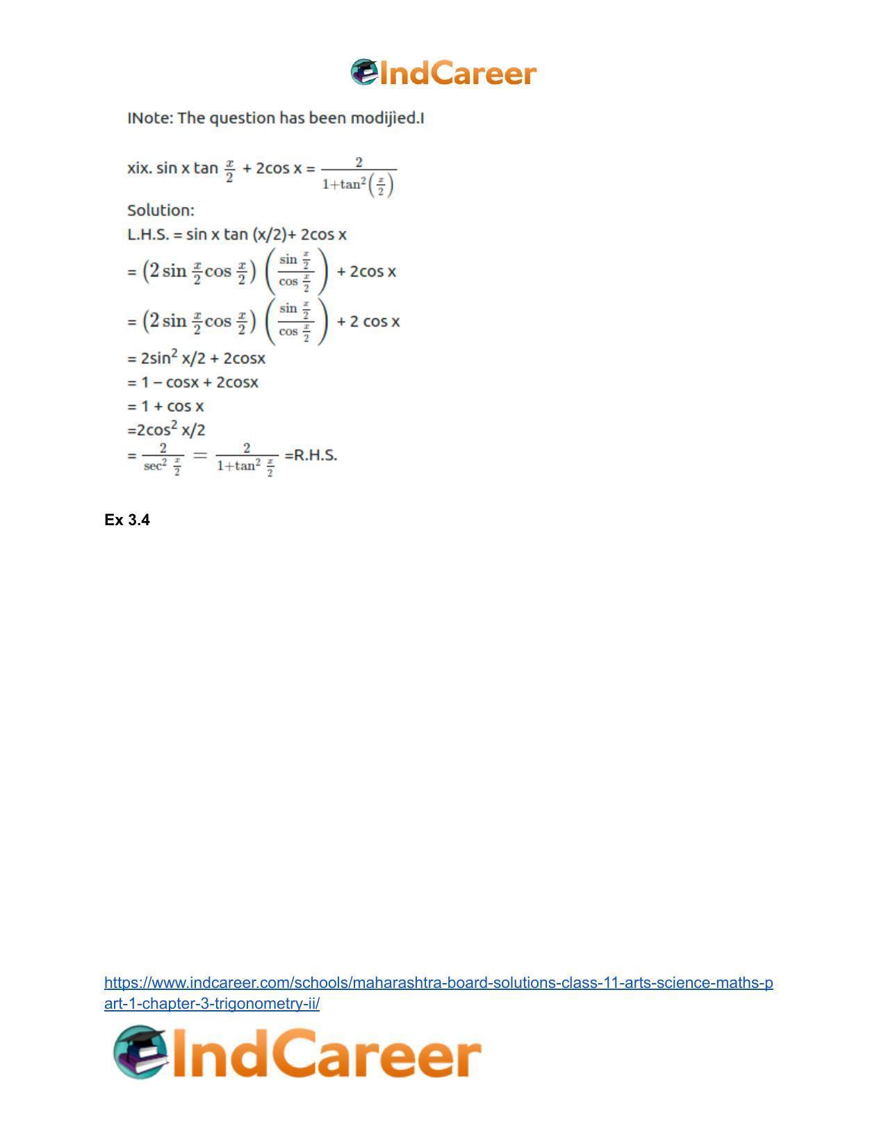 Maharashtra Board Solutions Class 11-Arts & Science Maths (Part 1): Chapter 3- Trigonometry – II - Page 41