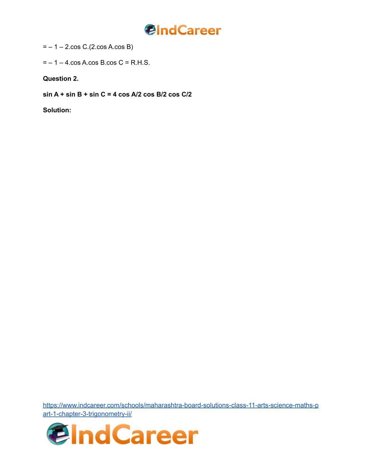 Maharashtra Board Solutions Class 11-Arts & Science Maths (Part 1): Chapter 3- Trigonometry – II - Page 48