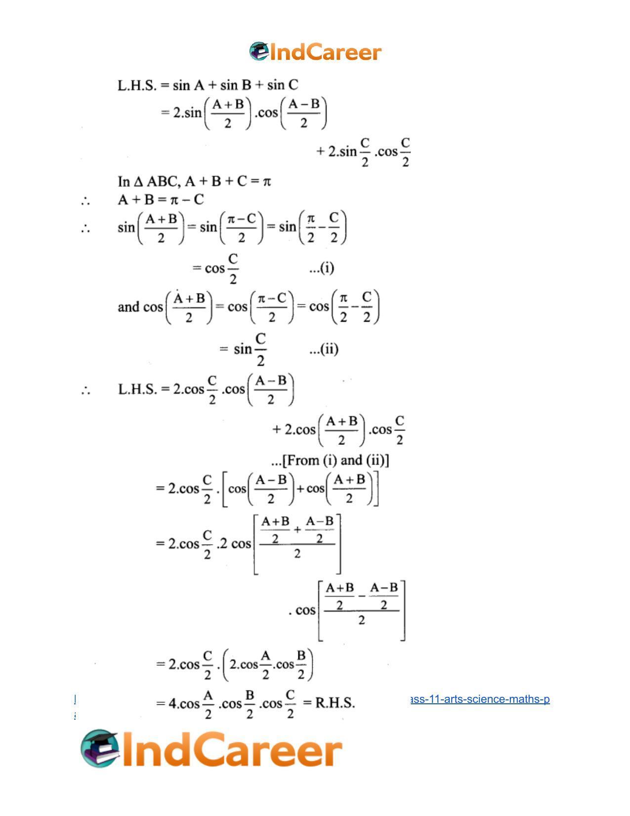 Maharashtra Board Solutions Class 11-Arts & Science Maths (Part 1): Chapter 3- Trigonometry – II - Page 49