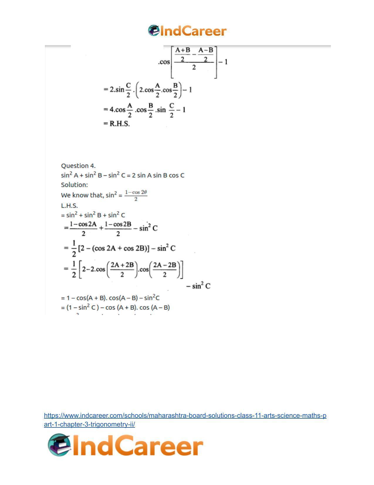 Maharashtra Board Solutions Class 11-Arts & Science Maths (Part 1): Chapter 3- Trigonometry – II - Page 51