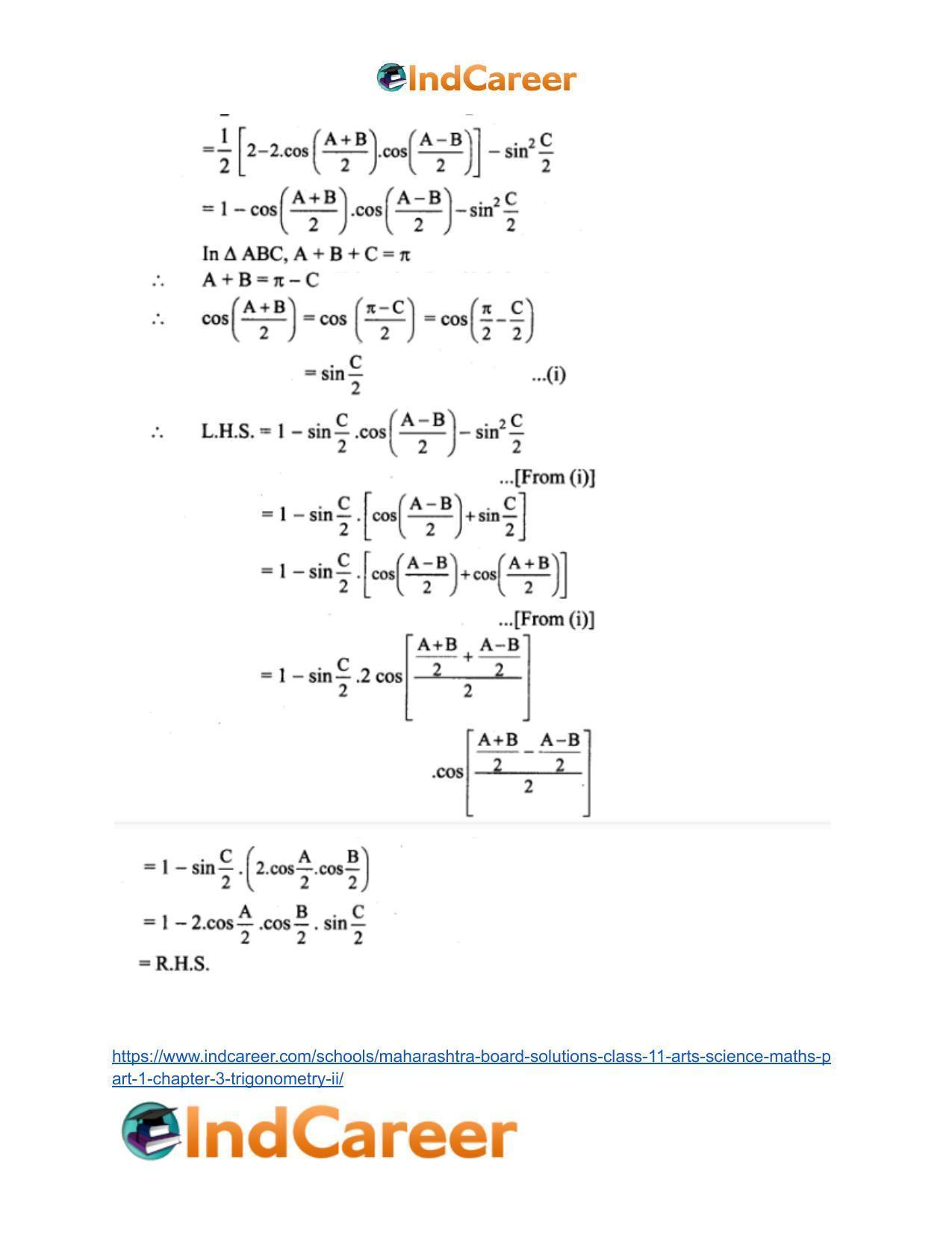 Maharashtra Board Solutions Class 11-Arts & Science Maths (Part 1): Chapter 3- Trigonometry – II - Page 53