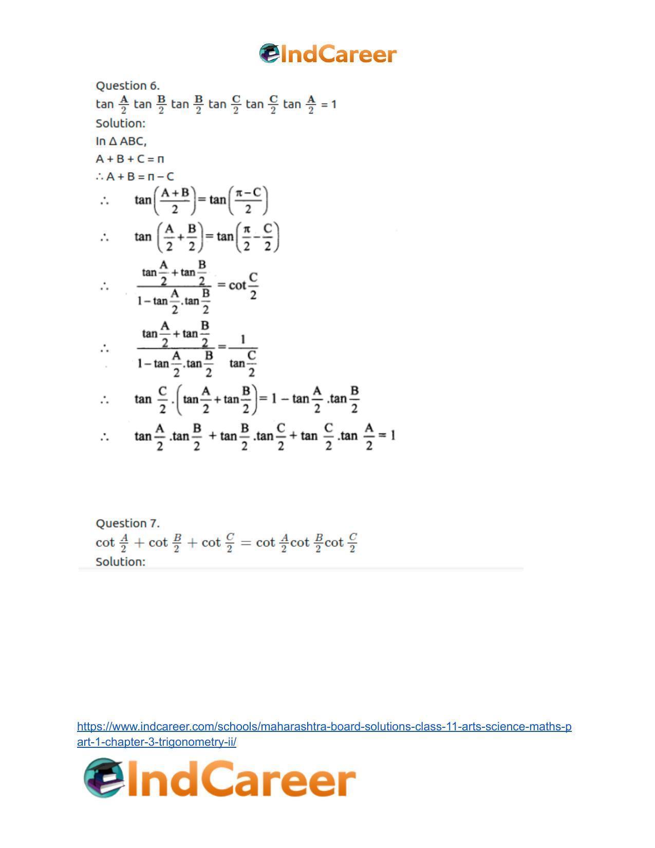 Maharashtra Board Solutions Class 11-Arts & Science Maths (Part 1): Chapter 3- Trigonometry – II - Page 54