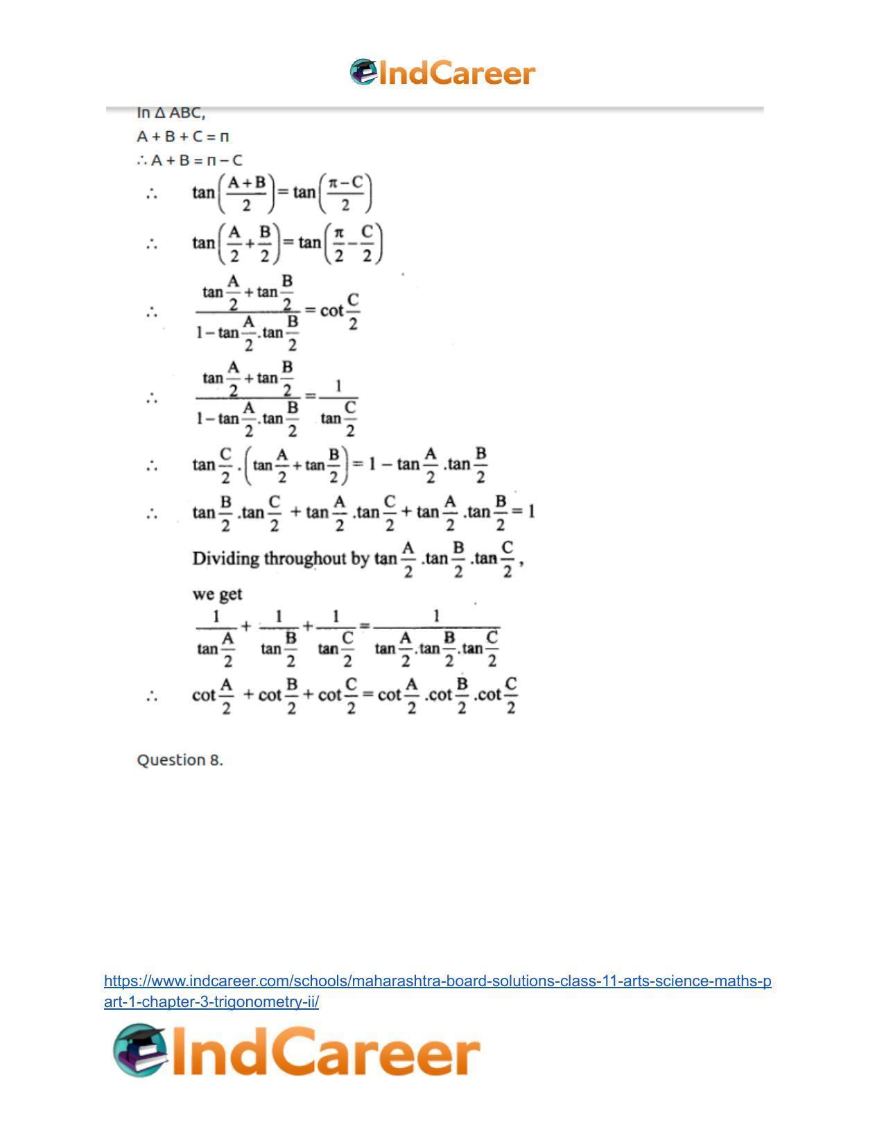 Maharashtra Board Solutions Class 11-Arts & Science Maths (Part 1): Chapter 3- Trigonometry – II - Page 55