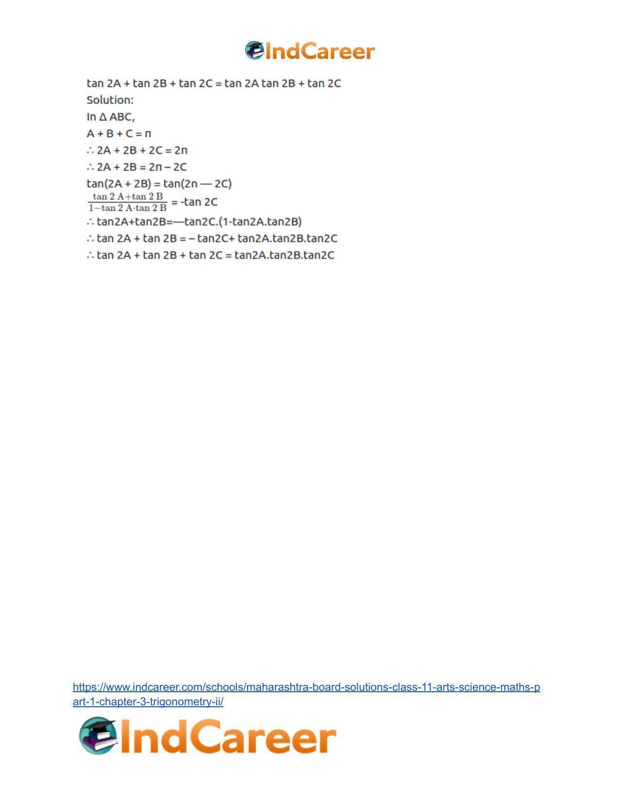 Maharashtra Board Solutions Class 11-Arts & Science Maths (Part 1): Chapter 3- Trigonometry – II - Page 56