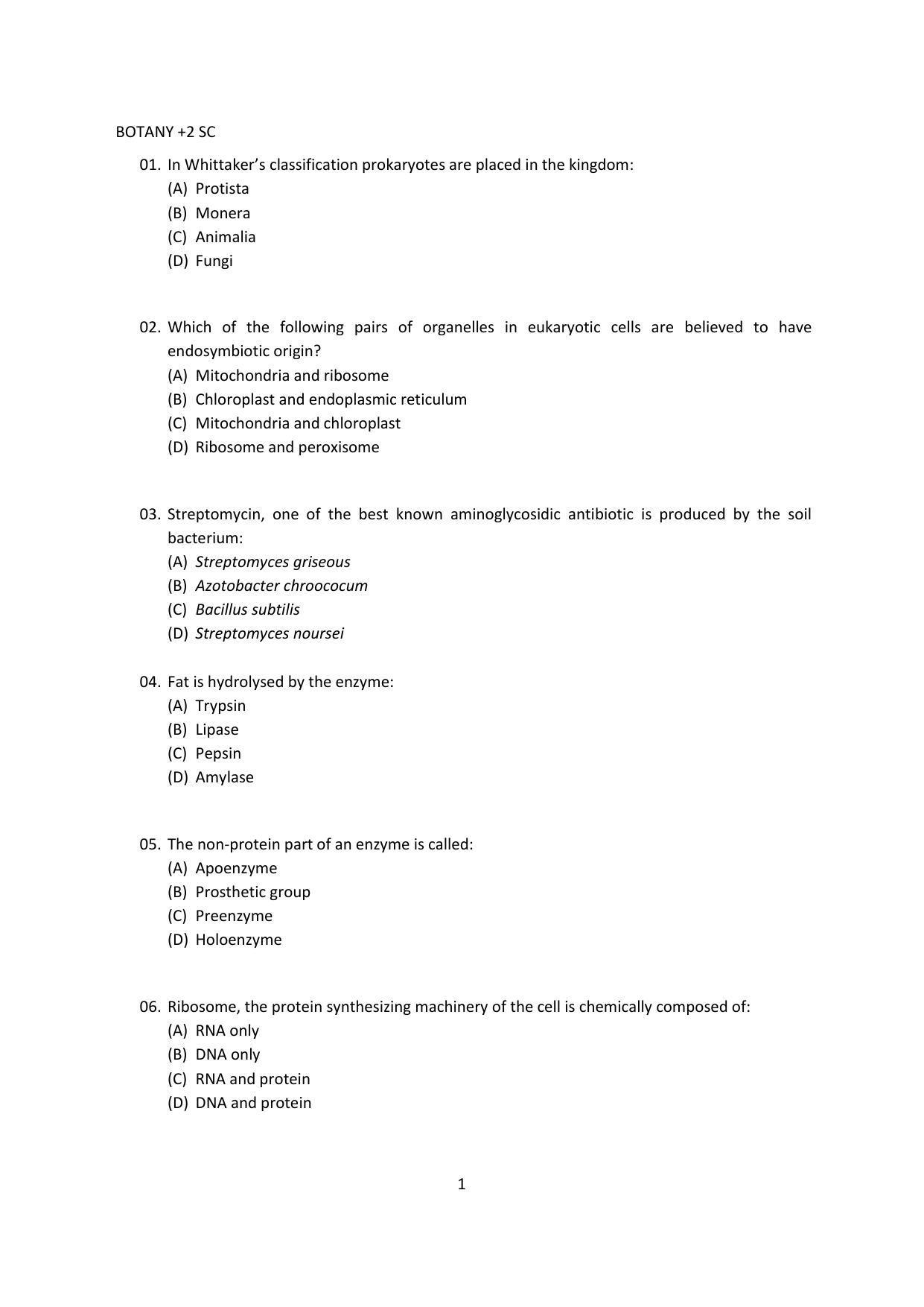 OJEE 2015 Biology Question Paper - Page 1